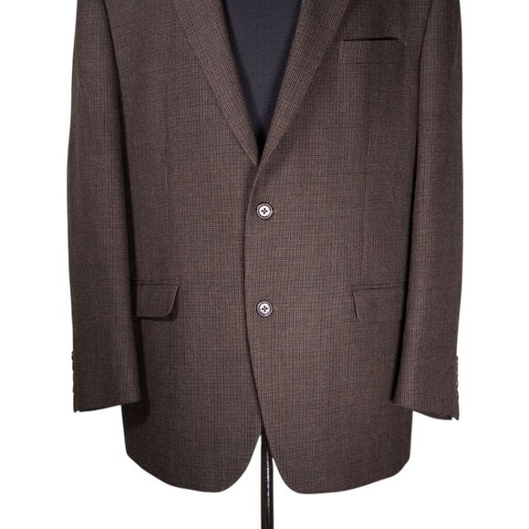 Chaps Ralph Lauren Mens Blazer Dark Brown Check 100% Wool Jacket Sport Coat 44R - Picture 7 of 9